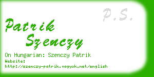 patrik szenczy business card